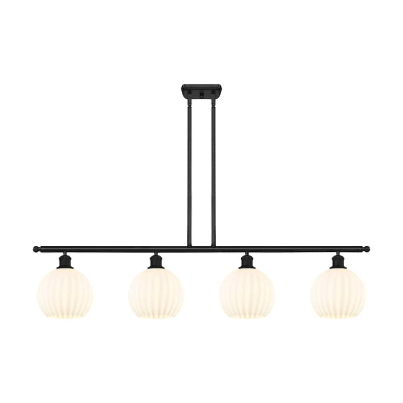 Innovations Lighting 516-4I-11-48-White Venetian-Indoor Pendant Large - Matte Black / White Venetian