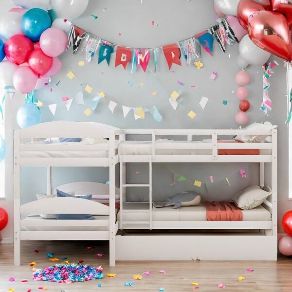 slide 2 of 14, Wonderful Design Twin L-Shaped Bunk bed with Trundle White