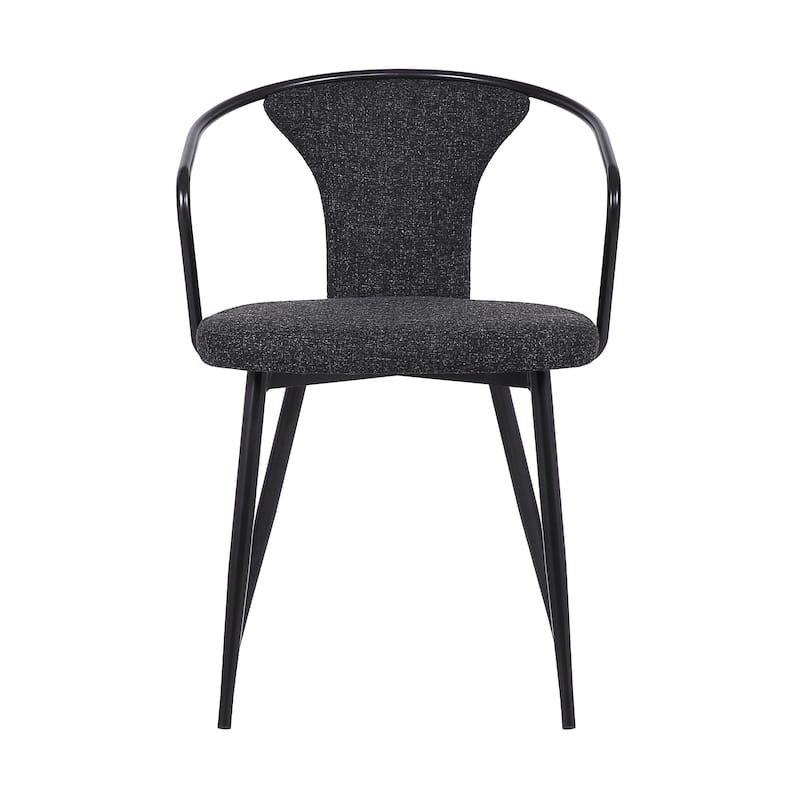 Wayan Contemporary Dining Chair in Black Powder Coated Finish and Black Fabric