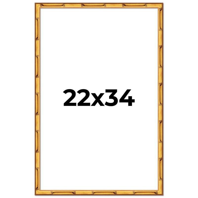 22x34 Frame Gold Bamboo Picture Frame Modern Photo Frame Includes UV Acrylic Shatter Guard Front Acid Free Foam Backing Board