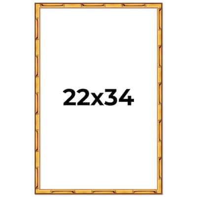 22x34 Frame Gold Bamboo Picture Frame Modern Photo Frame Includes UV Acrylic Shatter Guard Front Acid Free Foam Backing Board