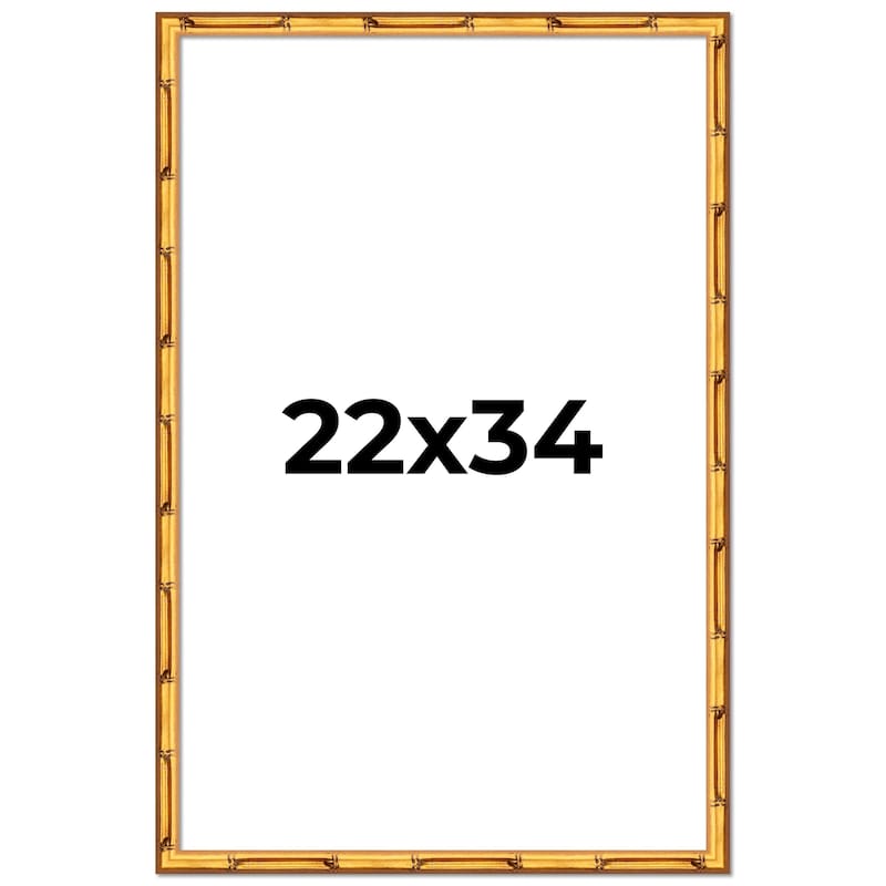 22x34 Frame Gold Bamboo Solid Wood Picture Frame | 1 Inch Moulding