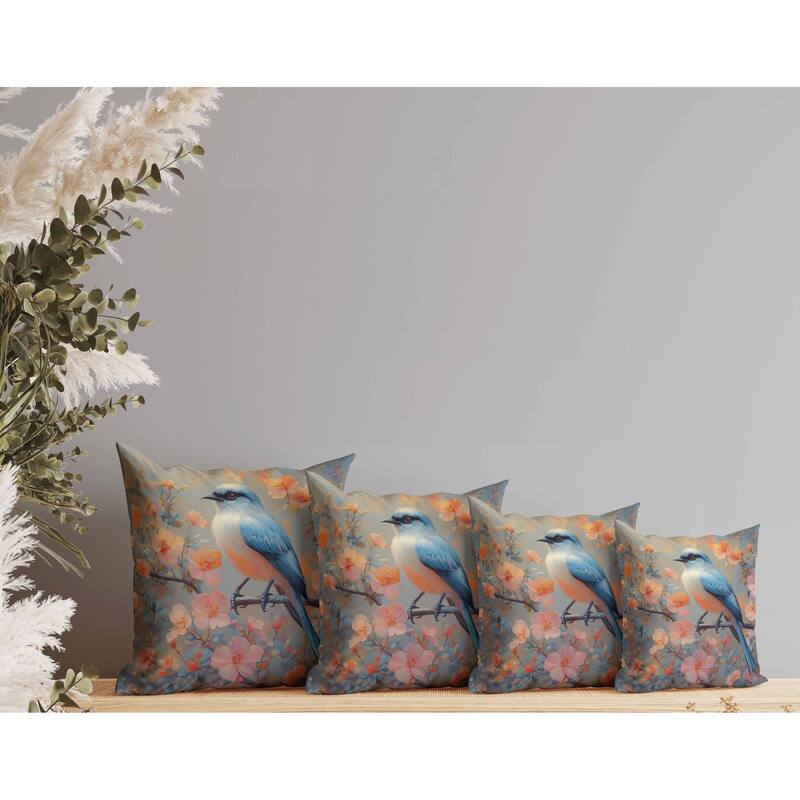 Floral Guest Indoor/Outdoor Reversible Throw Pillow Blue and Pink