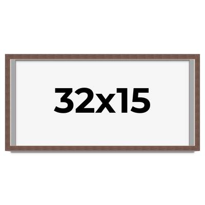 32x15 Shadow Box Frame Brown | 1.125 inches Deep Real Wood Rustic