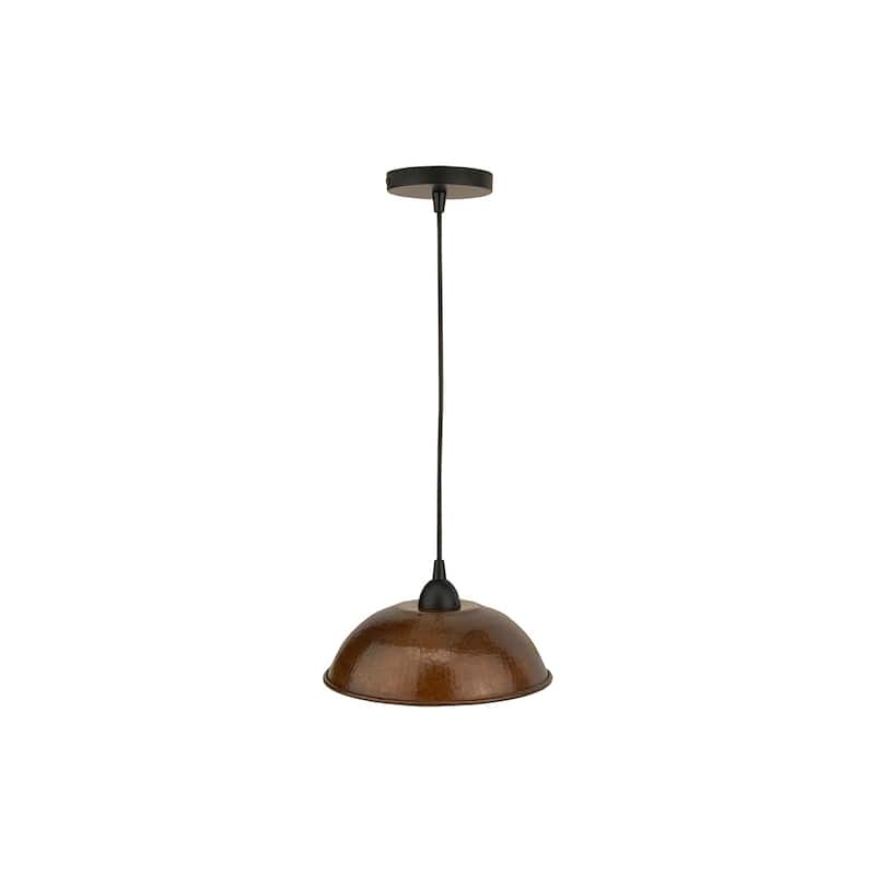 Hammered Copper 10.5" Dome Pendant Light in Oil Rubbed Bronze (L100DB)