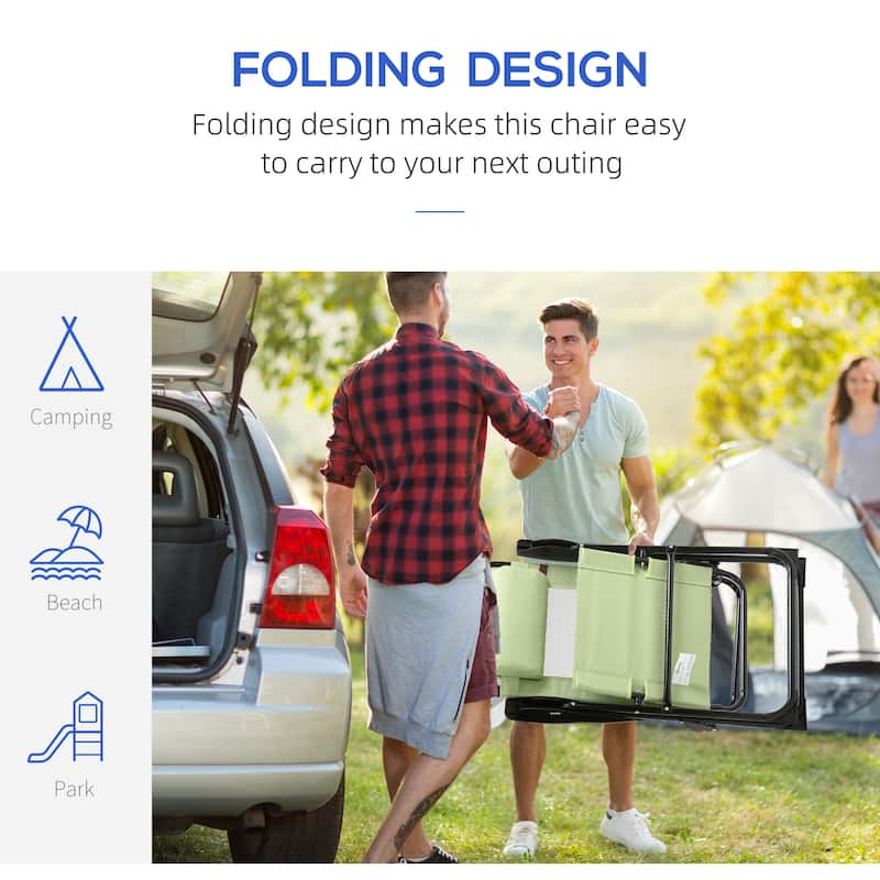 Outdoor Folding Patio Chairs Set of 2 with Adjustable Sling Back, Camping Chair with Removable Headrest for Beach, Garden