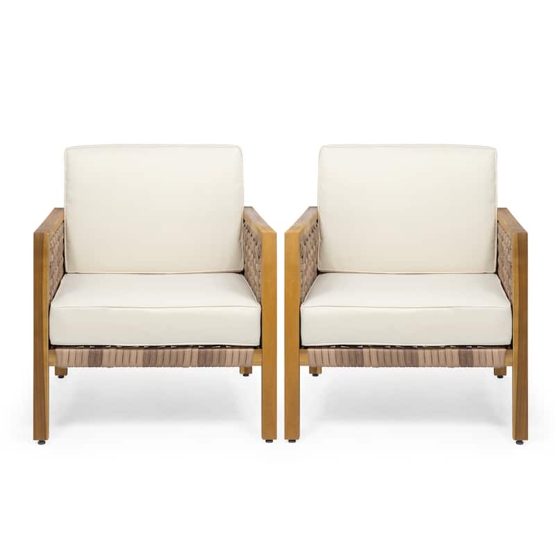 Joliet Acacia Wood and Wicker Outdoor Club Chair by Christopher Knight Home