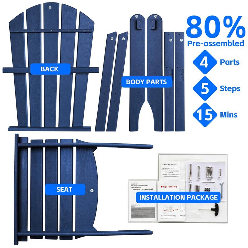 All Weather HDPE Stackable Adirondack Chair,Space-Saving Outdoor Patio Chair