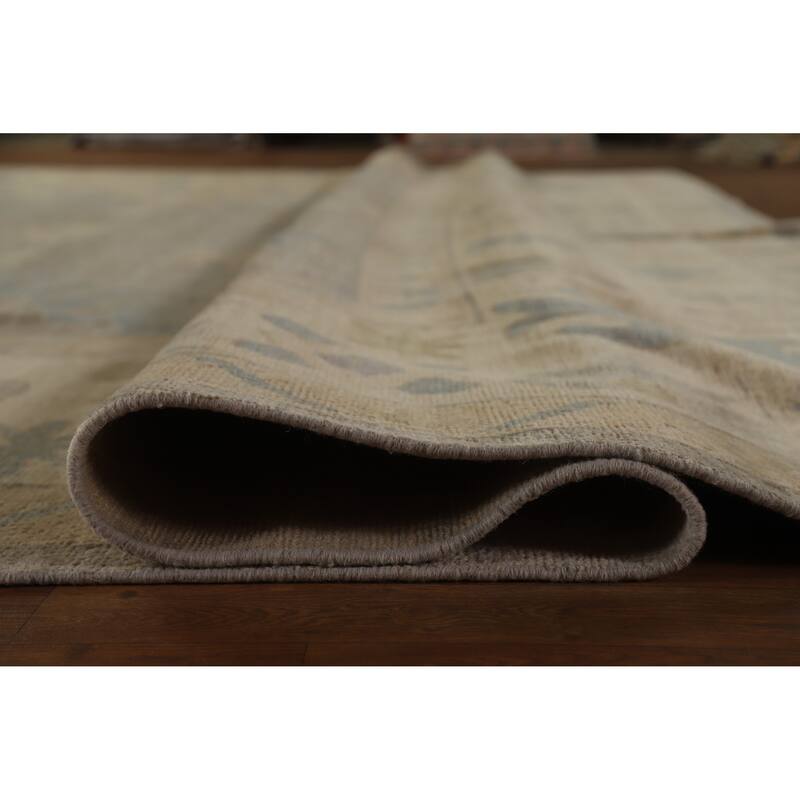 Hand Knotted Oriental 100% Wool Carpet Transitional All-Over Greys & Charcoal Oushak Area Rug - 14' 8'' X 12' 3''