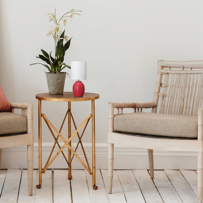 Mini Classic Jar Ceramic Table Lamp with White Drum Shade - 19.5" - Red