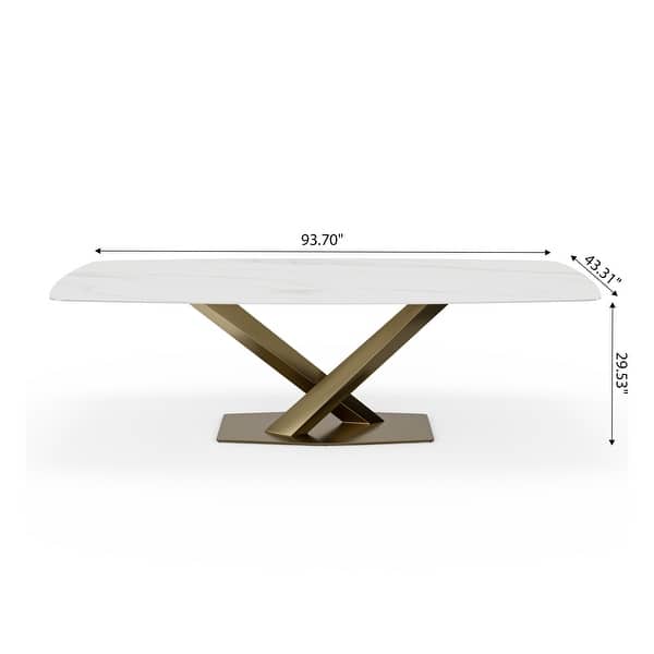 Modern Rectangle Sintered Stone Large Dining Table - Bed Bath & Beyond ...
