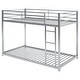 preview thumbnail 23 of 27, Twin over Twin Metal Bunk Bed, Low Bunk Bed with Ladder, Black