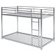 preview thumbnail 14 of 27, Twin over Twin Modern Design Metal Bunk Bed, Low Bunk Bed with Ladder, Easy Assembly, Metal Frame Construction, Black