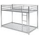 preview thumbnail 29 of 32, Twin over Twin Size Metal Low Bunk Bed with Ladder and Fence for Kids' Bedroom