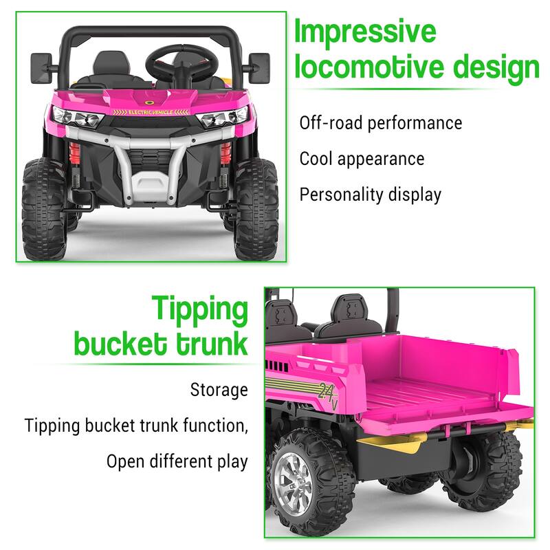 24V 6 Wheels Kids Ride on Truck Car for 3-8 Yrs Old Boys Girls