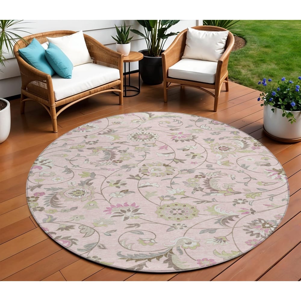HomeRoots Floral Transitional Rectangle Outdoor Rug