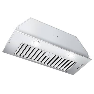 30 inch Built-In Insert Range Hood 600CFM Kitchen Vent LEDs Convertible Fan Sliver