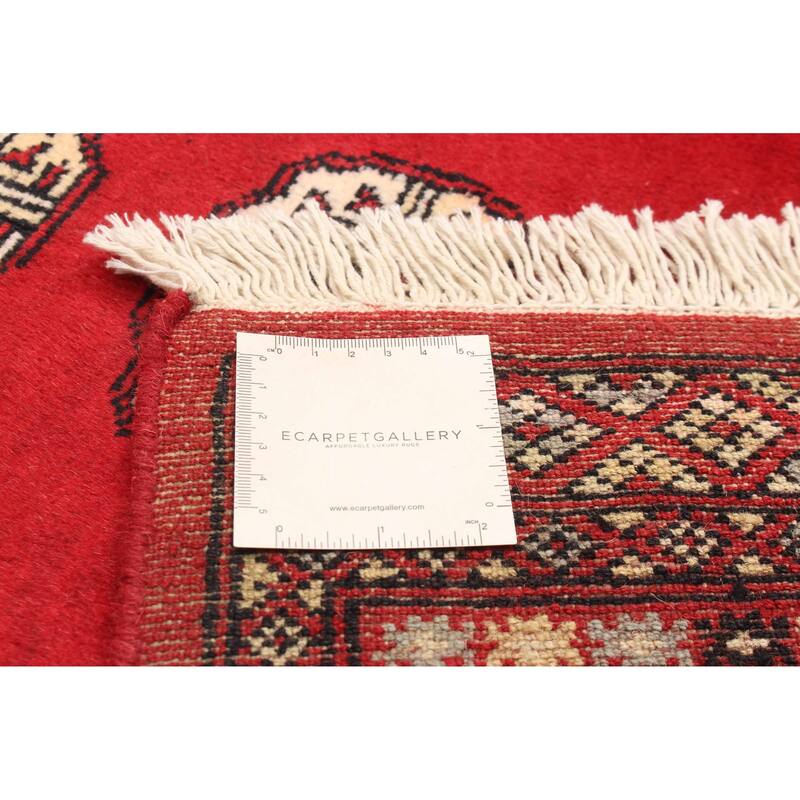 ECARPETGALLERY Hand-knotted Peshawar Bokhara Red Wool Rug - 4'6 x 7'1