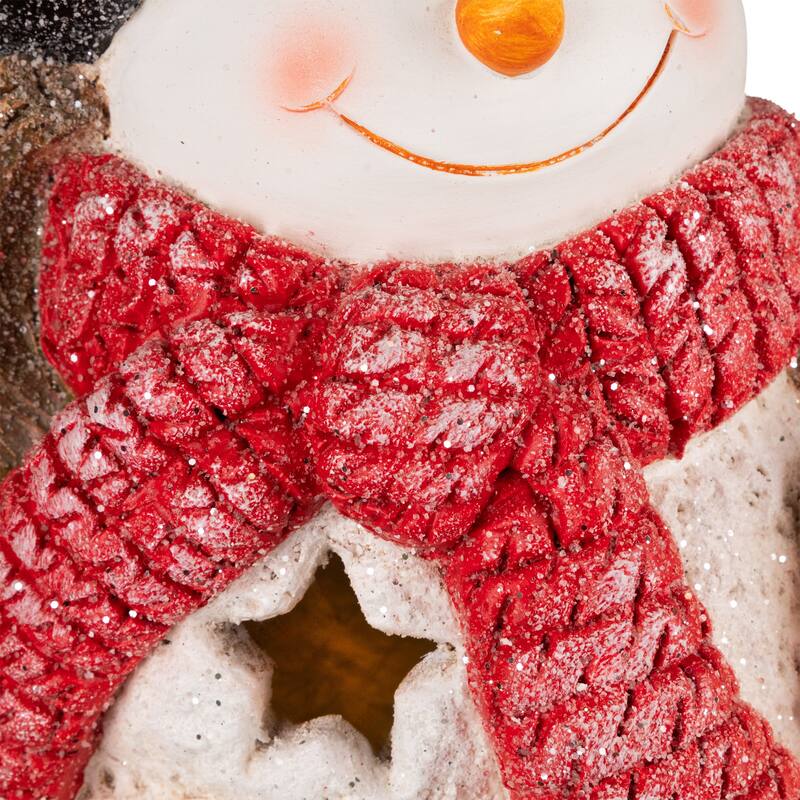 Lighted Snowman and Boy Christmas Decoration - 18" - Clear LED Lights