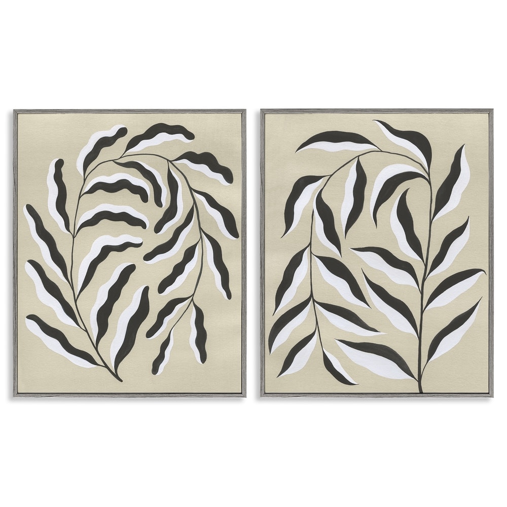 Stupell Midcentury Mod Botanicals Framed Giclee Art Design By Grace Popp (Set of 2)