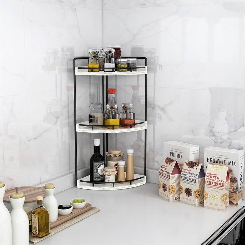 3-Tier Corner Bathroom Organizer Countertop - 7.67"D x 7.67"W x 17.52"H