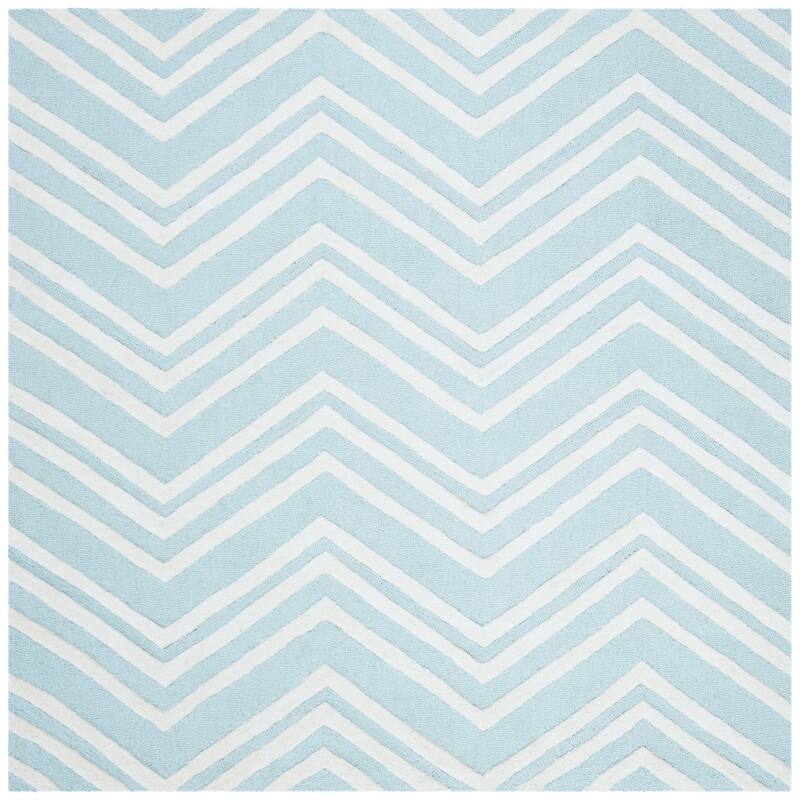 SAFAVIEH Handmade Kids Kalene Wool Rug - 5' Square - Mint/Ivory
