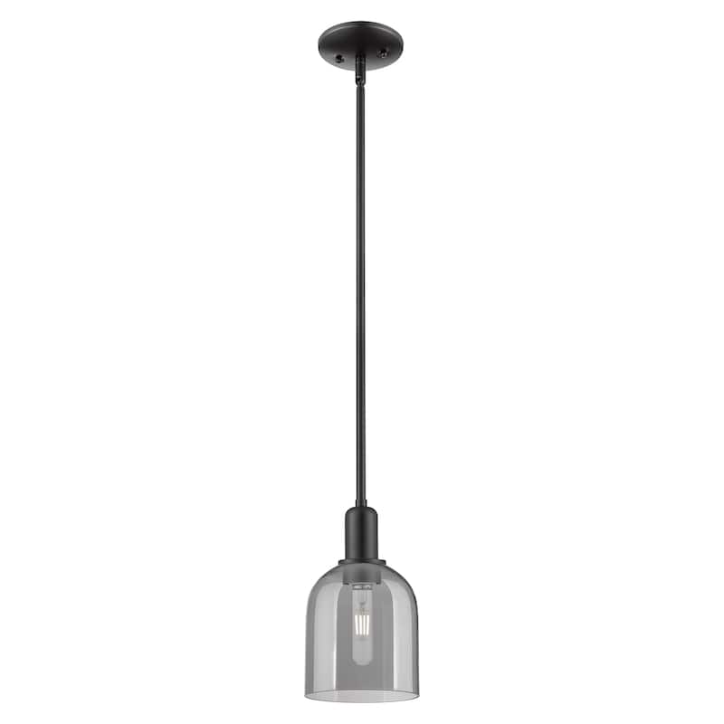 Innovations Lighting Endless Possibilities Arcadia - Bella - 1 Light 6" Stem Hung Mini Pendant - Matte Black/Light Smoke
