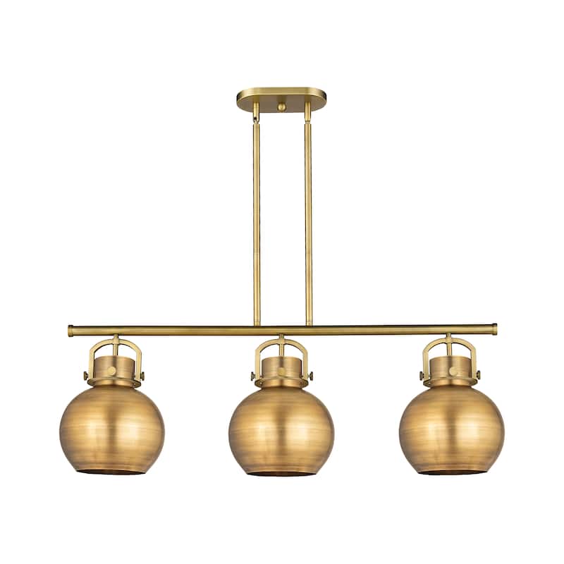 Innovations Lighting Newton Metal Sphere - 3 Light 10" Stem Hung Island Light - Brushed Brass