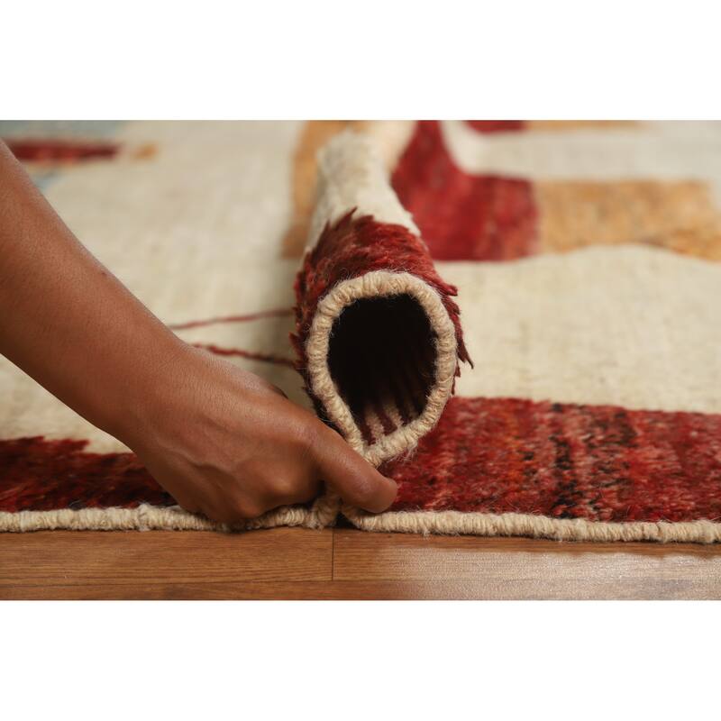 Geometric Moroccan Oriental Rug Hand-Knotted Bedroom Wool Carpet - 8'2" x 9'8"