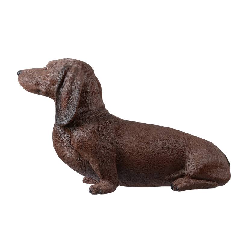 Sitting Brown Dachshund Outdoor Garden Statue - 15"