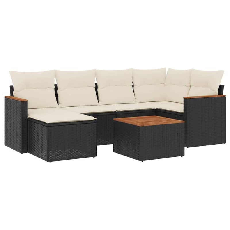 vidaXL Patio Sofa Set with Cushions Outdoor Conversation Furniture Poly Rattan