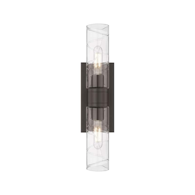 Innovations Lighting Ballston Urban - 2 Light 8" Wall-Mounted Bath Vanity Light - Deco Swirl/Oiled Brass