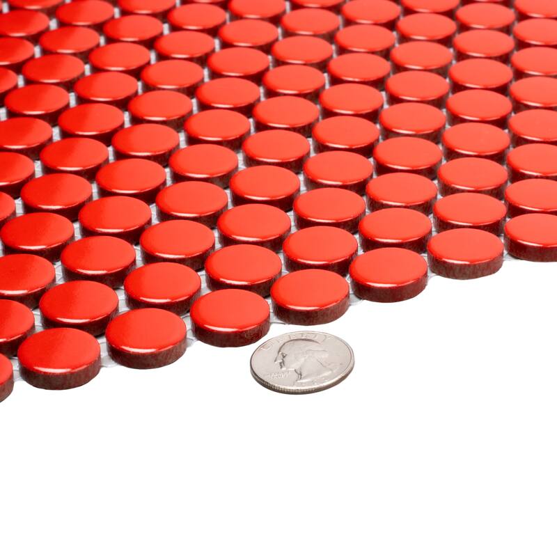 Apollo tile 12" x 12" Cirkel Glossy Red Porcelain Tile (9.87 sq ft/case) - 10 Pack