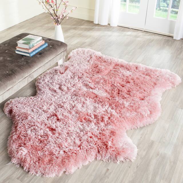 SAFAVIEH Handmade Arctic Shag Guenevere 3-inch Extra Thick Rug - 4' x 6' Scallop - Pink
