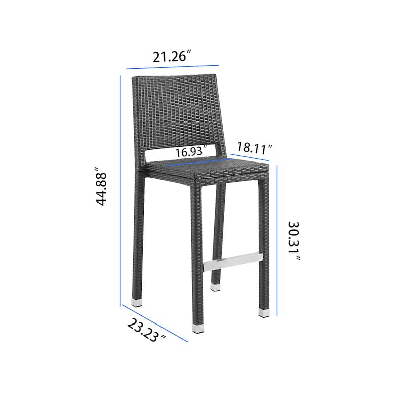 Corvus Plymouth Outdoor Modern Patio Aluminum Wicker Bar Stools (Set of 4)