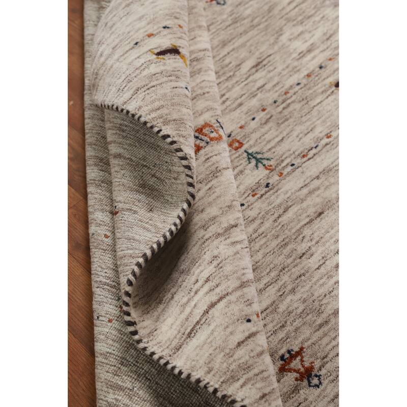 Hand Knotted Oriental 100% Wool Carpet Tribal Animal Pictorial Beige & Ivories Gabbeh Area Rug - 5' 9'' X 3' 10''