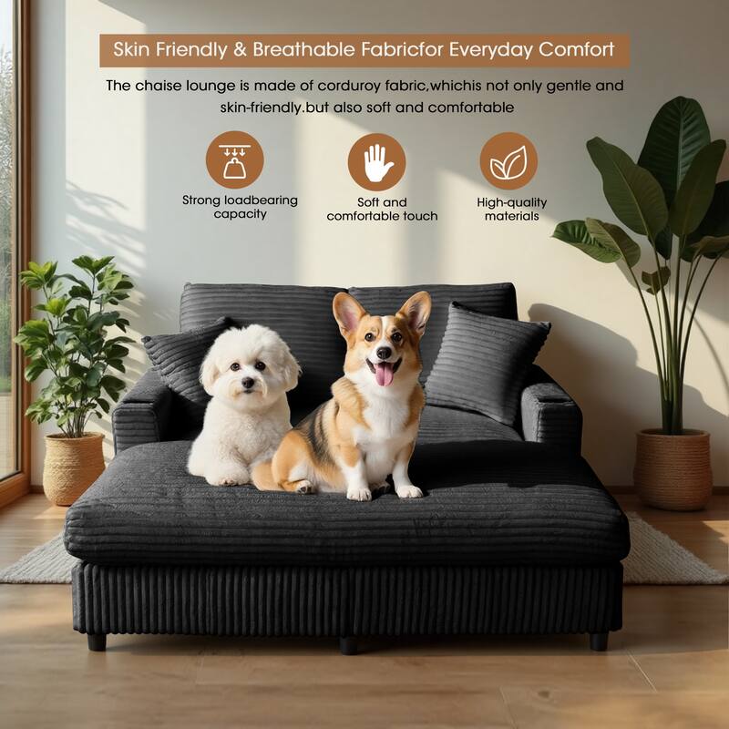 GDFStudio - Polyester 50.9" Loveseat Chaise with Cup Holders