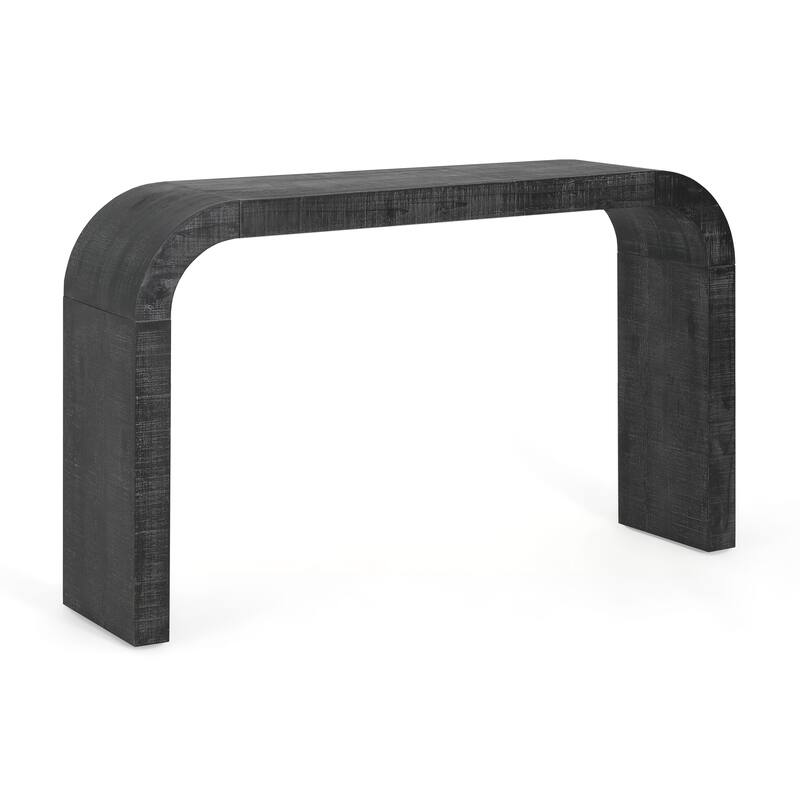 Roomfitters 52" Wood Console Table with Curved Edge, Natural Texture, Modern Entryway and Living Room Accent, Black
