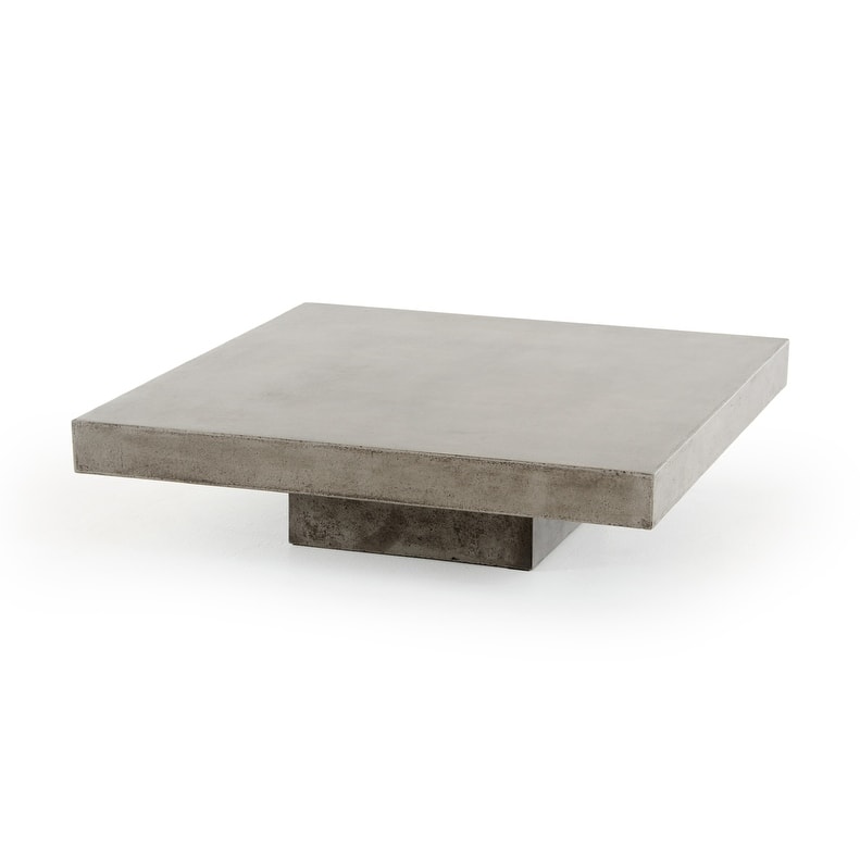 43" Gray Concrete Modern Square Coffee Table - 12" H x 43" W x 43" D