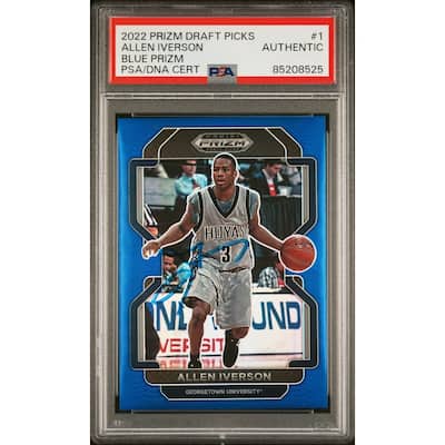 Allen Iverson 2022 Panini Prizm Draft Picks Blue Signed Card #1 Auto PSA 51/199 - 8'6" x 11'6"
