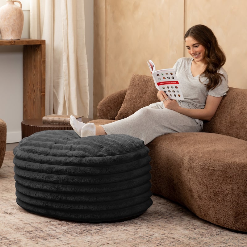 Jaxx Paran Pouf - Fluffy Faux Fur Ottoman for Modern Interior Design