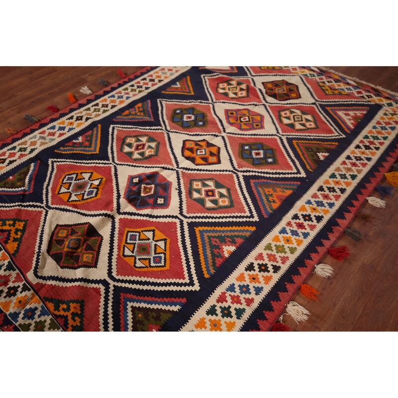 Kilim Qashqai Persian Area Rug Flatweave Wool Carpet - 5'4"x 8'1"