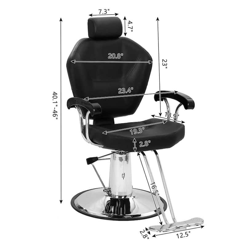 Hydraulic Salon Chair Hair Beauty Equipment Barber Chair with Headrest Black - N/A