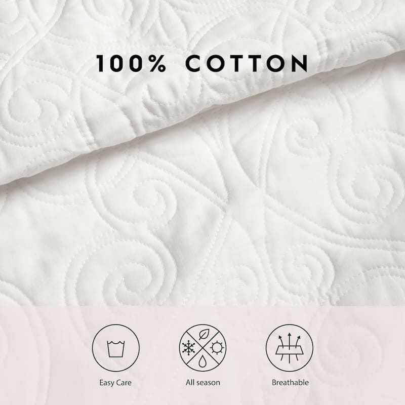 Laura Ashley Felicity Cotton Reversible White Quilt Set