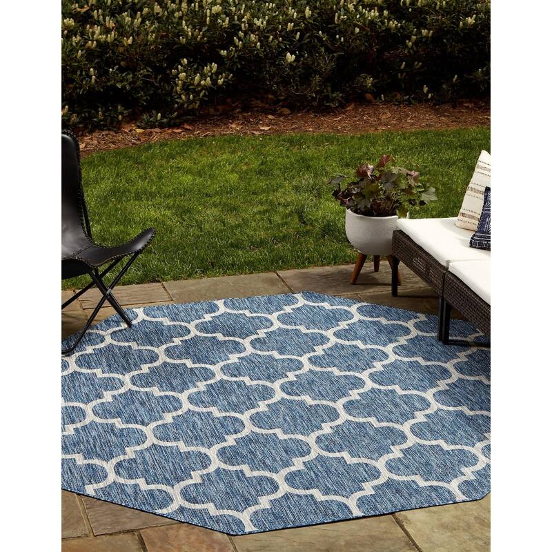 Outdoor Khence Collection Area Rug - Navy Blue - 5'x5' Octagon