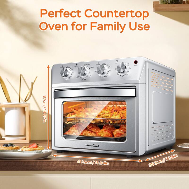 27.5QT Air Fryer Oven, 6-in-1 Countertop Convection Oven with Dehydrate, 1600W, 4 Knob Control
