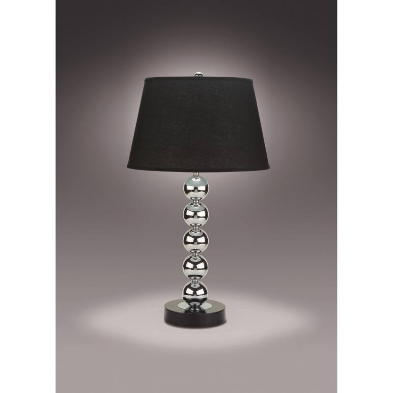 2pc Modern Sleek Table Lamp Reflective Spheres Catch the Eye Black Silver