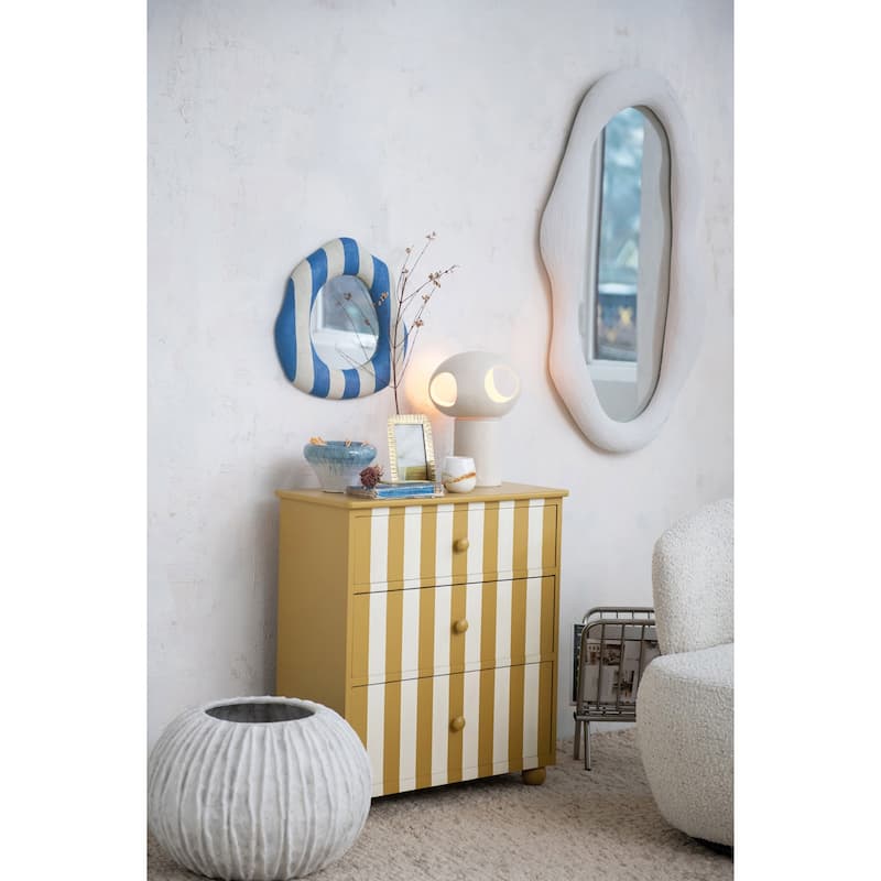 Resin Organic Shaped Wall Mirror with Debossed Lines - 23.25"L x 3.25"W x 40.5"H