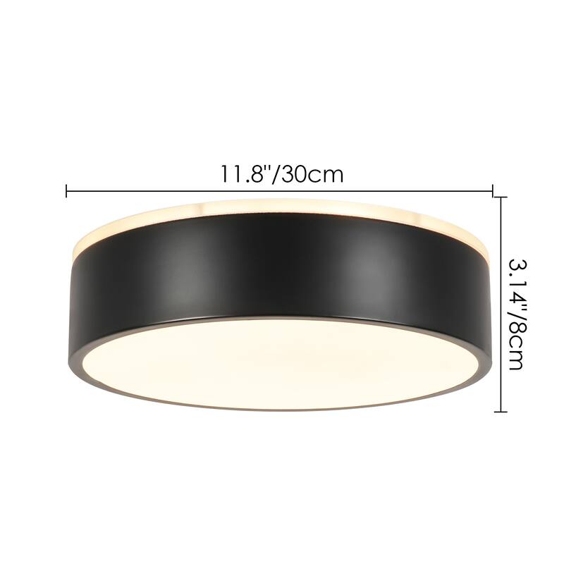 11.81 in. Modern Drum Metal Integrated LED Flush Mount Ceiling Light