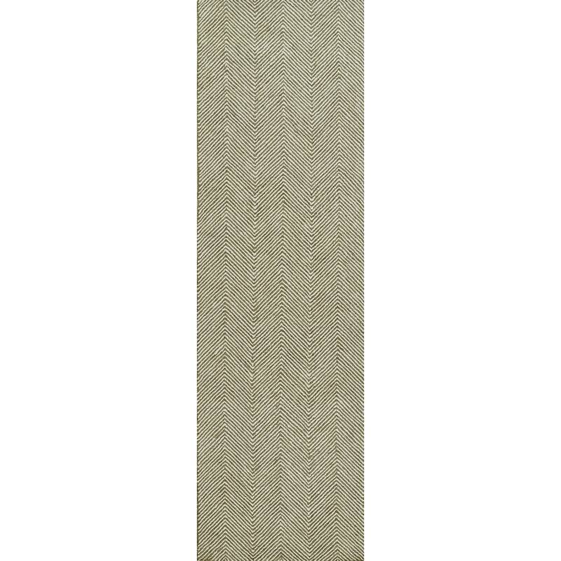 Momeni Charles Hand-tufted Wool Chevron Pattern Area Rug - 2' 3" x 8' - Green - Runner